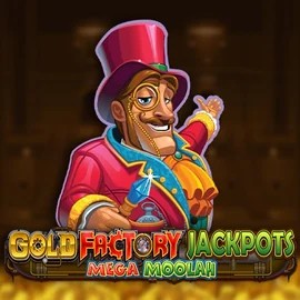 Gold Factory Jackpots Mega Moolah logo by Aurum Signature Studios at Slimking Casino